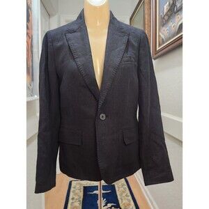 Women's Polo Ralph Lauren 100% Linen Blazer Sport Coat Jacket Size 2 Black